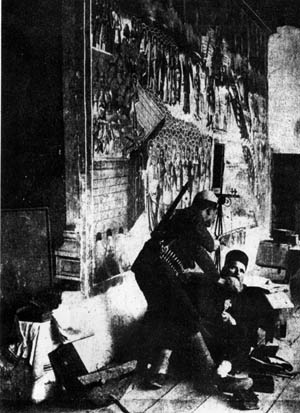 A Nazi Albanian soldier killing a Serb priest in Kosovo